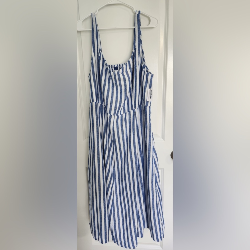 Blue and White Striped Dress